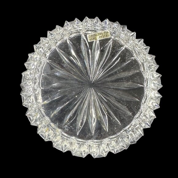 VTG Unbranded 24% lead crystal 4 inch round clear covered trinket dish box - Picture 4 of 7